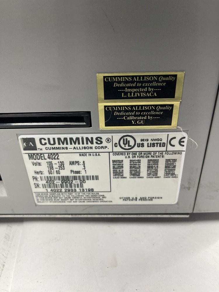 Cummins JetCount Bill Counter | Model 4022 | As Is.