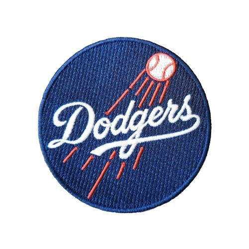 LA Dodgers Round Style Patch. Embroidered. Iron On Backing. 3"x3"