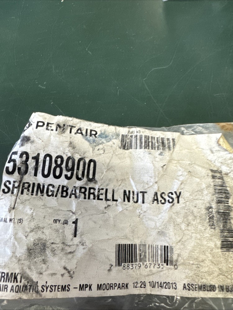 Genuine OEM PENTAIR 53108900 Spring Barrel Nut Assembly Replacement
