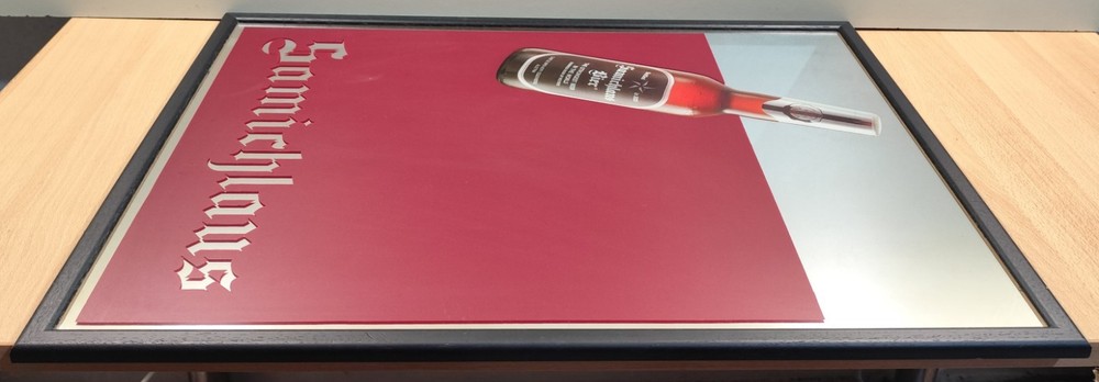 SAMICHLAUS BEER ADVERTISING WALL MIRROR WITH WOODEN FRAME