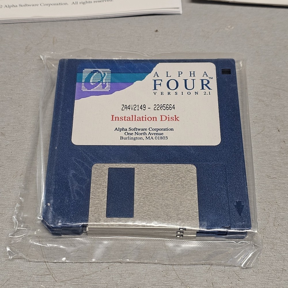 Alpha Four Version 2.1 Database Software Floppy Disk Manuals Tape Complete