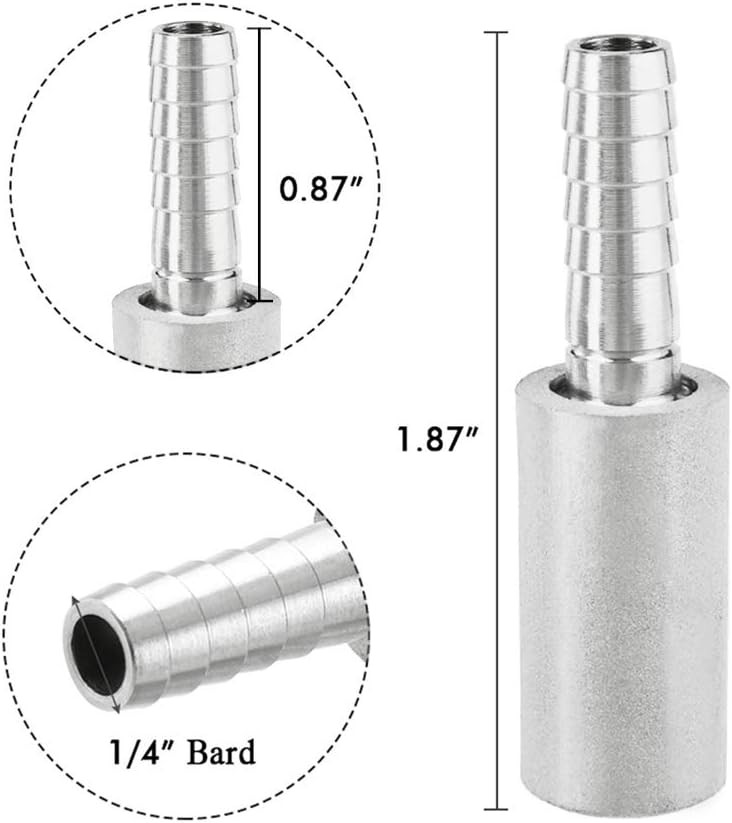 JoyTube Stainless Steel Aeration Stone, 0.5 Micron Diffusion Without thread