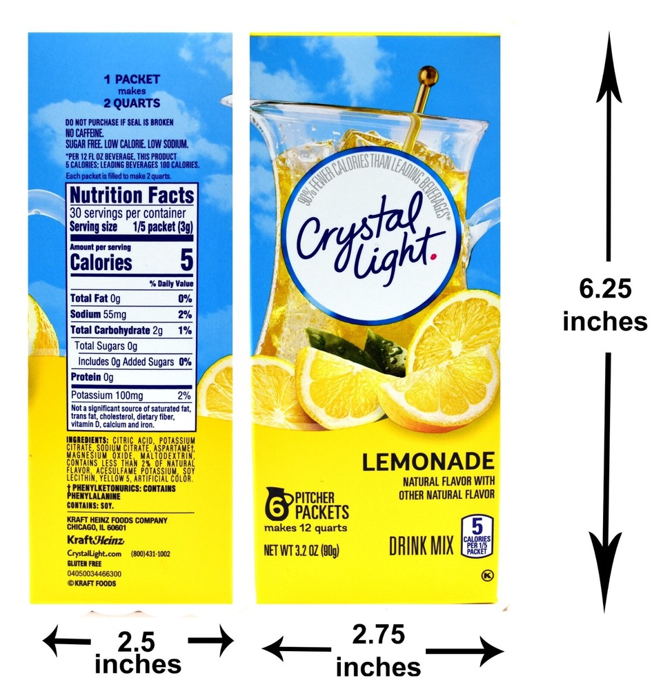 4 12-Quart Boxes Crystal Light Lemonade Drink Mix