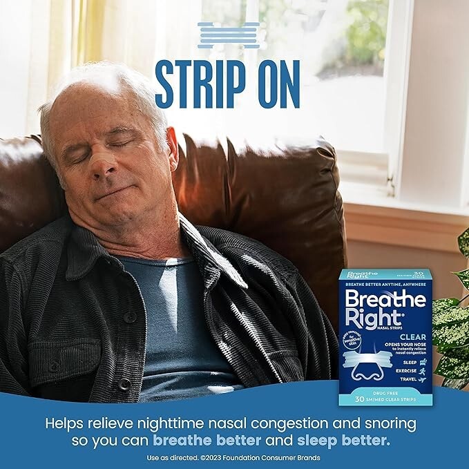 Breathe Right Nasal Strips Clear Small/Medium | 30 ct Sensitive Skin NEW PACKAGE