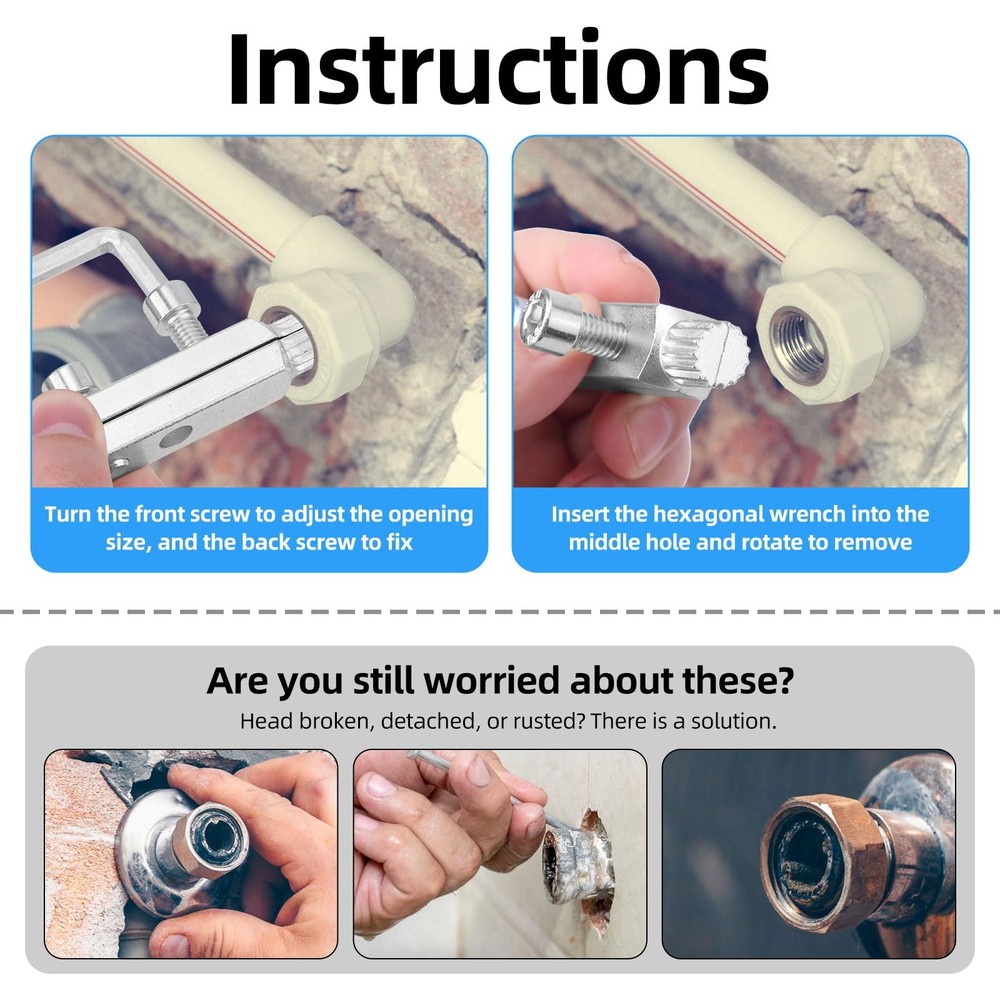 BOXOB Broken Faucet Removal Tool, Easy Use Stripped Screw Extractor Set Kit...