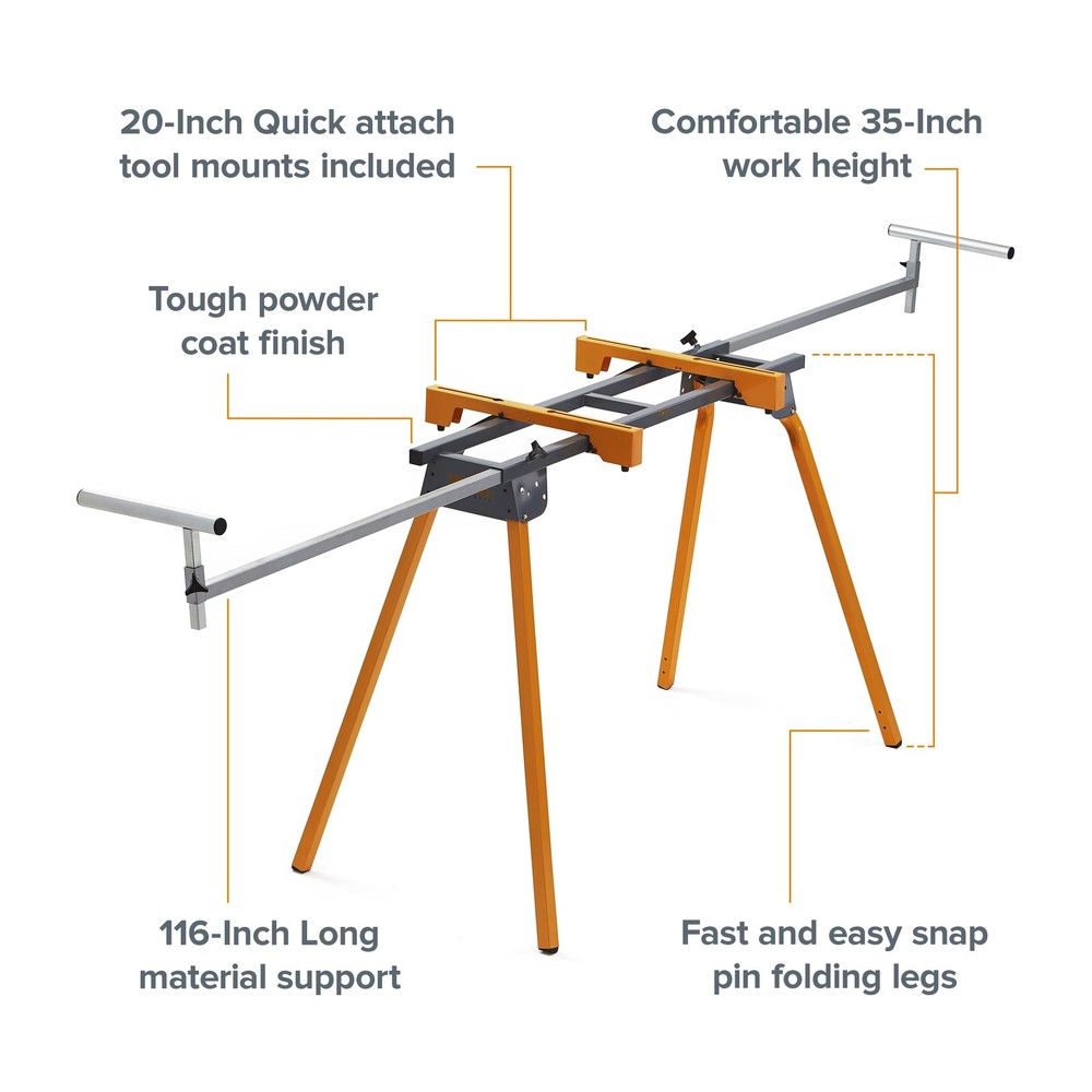Universal Miter Saw Stand with Quick Release Tool Mounting System- Portable M...