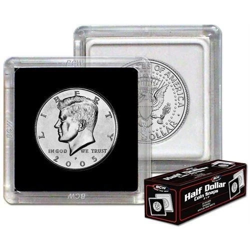 2 NEW  BCW 2x2 Half Dollar Coin Snap Holders