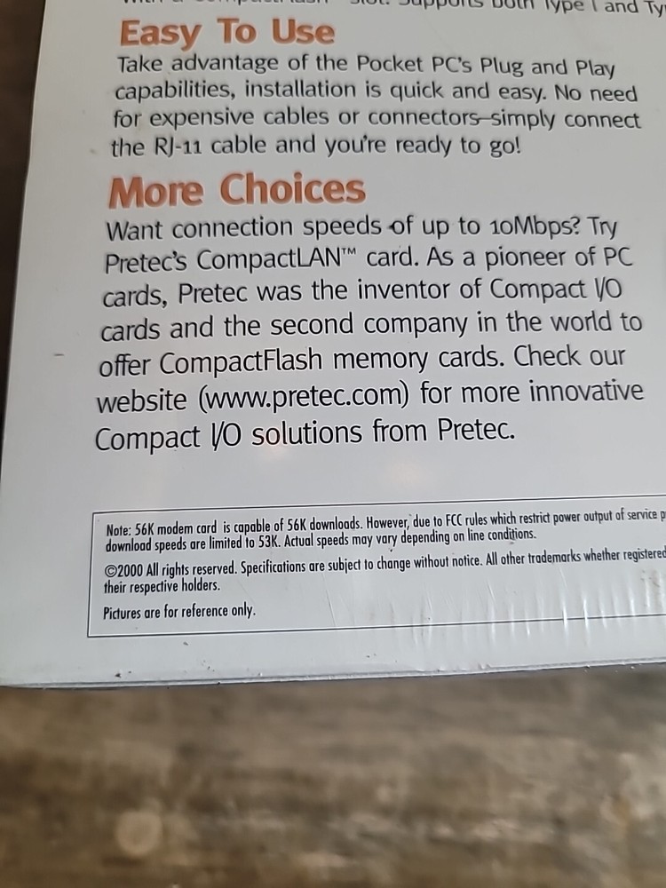 NOS Pretec Compact Modem Pocket Pc Peripheral Email Pocket Pc Expansion Pack...