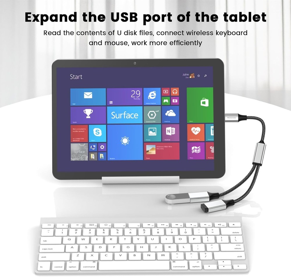 MOGOOD USB C to Splitter USB-C OTG Y Cable Thunderbolt 1pack, Silver