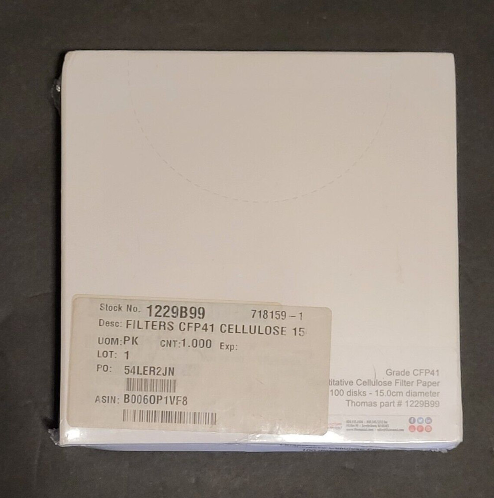 100 Disks Thomas CFP41 Cellulose Quantitative Filter Paper 15cm Diameter 1229B99