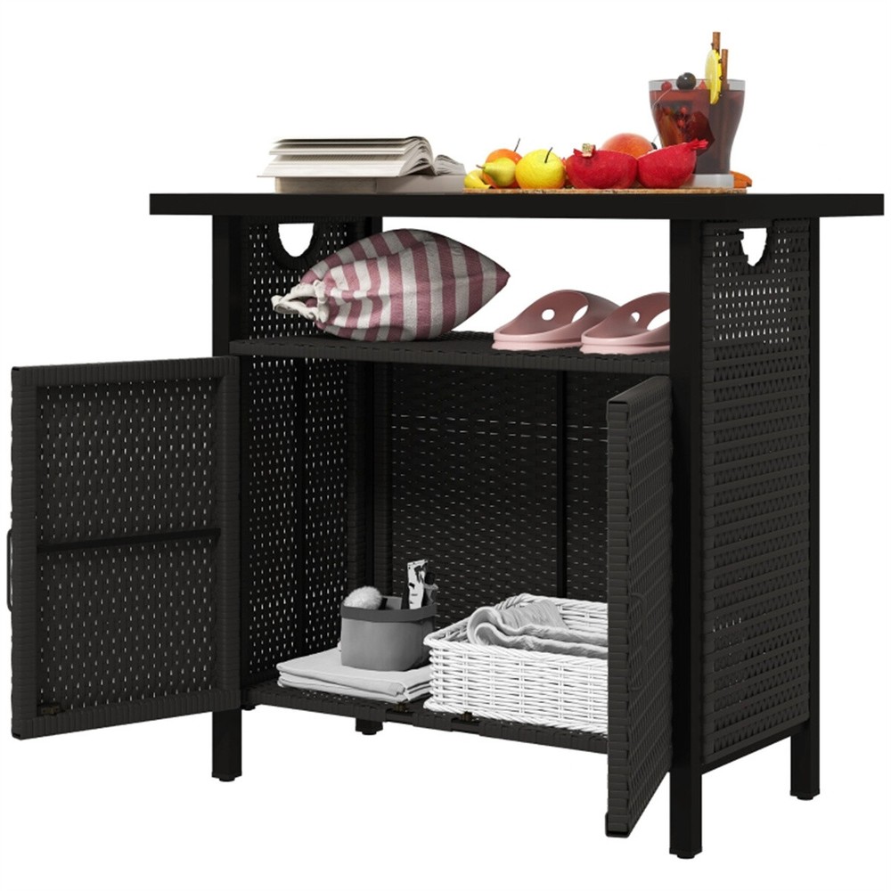 Rattan Storage Cabinet Storage Cabinets Lockers Espresso