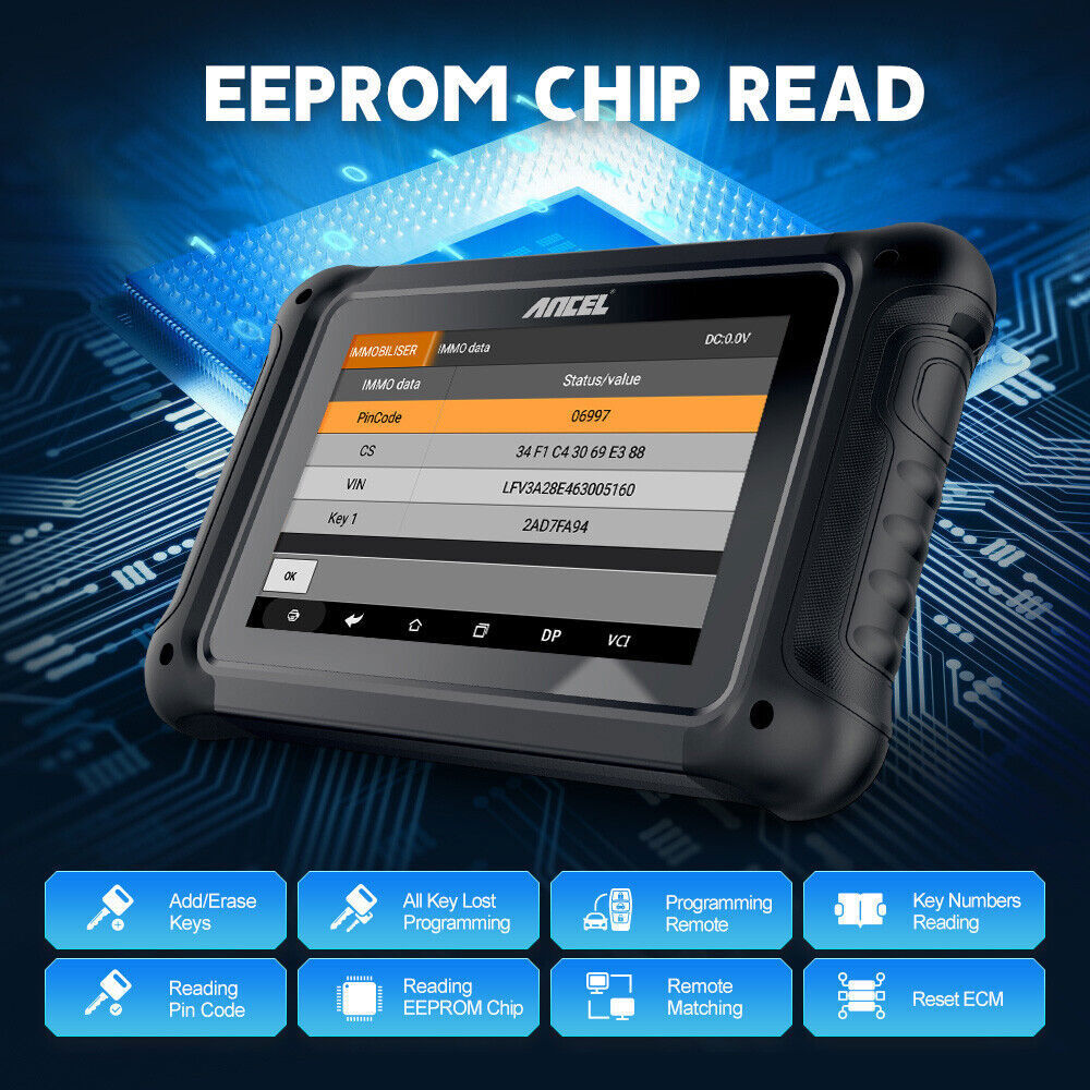 ANCEL Car Odometer Correction Tool Key IMMO program OBD2 Diagnostic Scanner