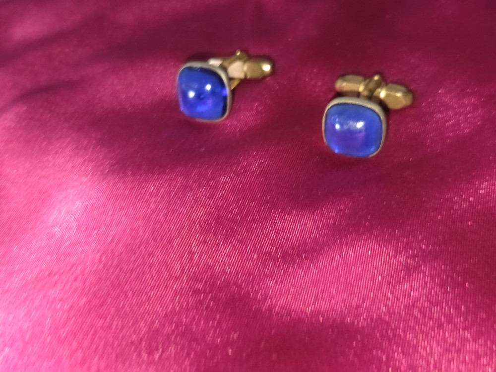 Blue Goldtone Cufflinks & Shirt Studs