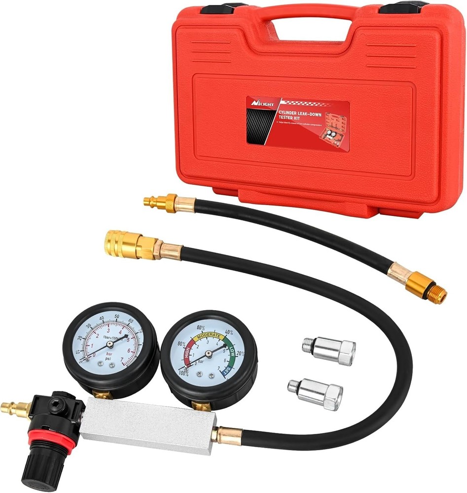Cylinder Leak Down Tester, Gasoline Engine Compression Dual Gauge Leakdown De...