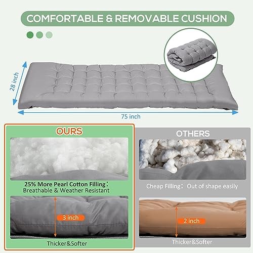Wide Folding Camping Cots with Pillow & Extra Thick Matress, Cots for Grey