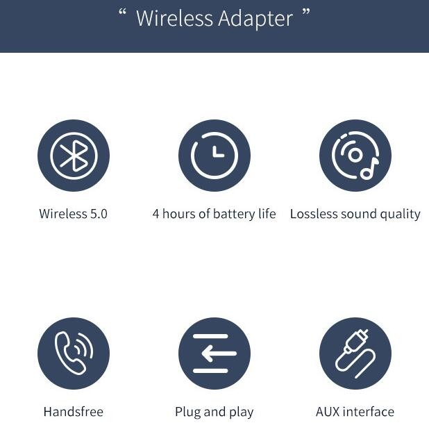 2 IN 1 USB Bluetooth 5.0 Audio Transmitter Receiver Adapter 3.5 AUX Cable