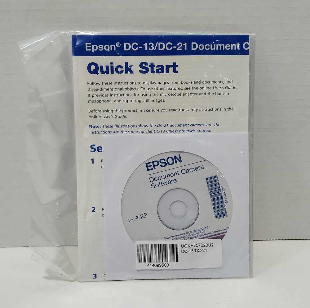 Epson ELPDC21 Document Camera with Remote, AC, HDMI, USB Cable and Carrying Case