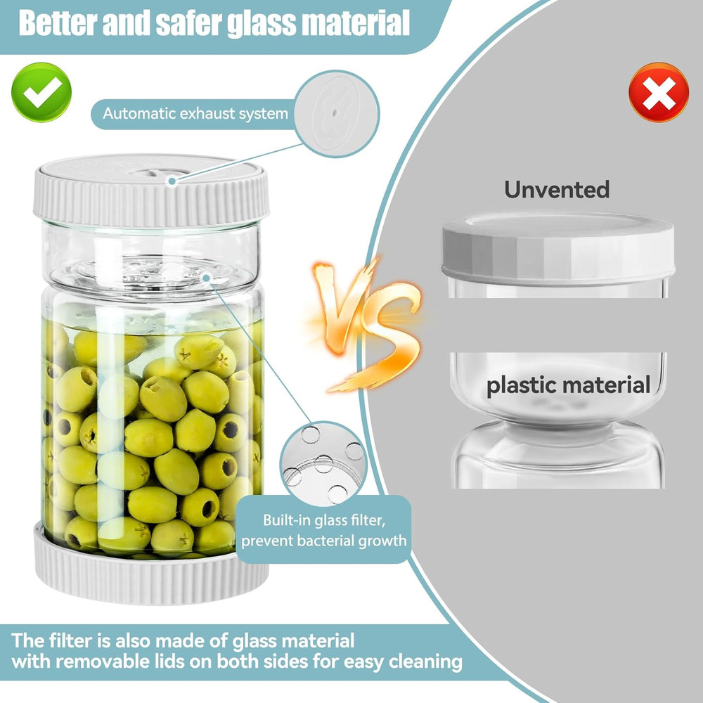 Upgraded 40Oz Glass Pickle Jar with Time Tracker–Pickle Container with Strainer