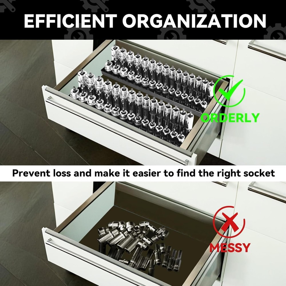 Toolbox Socket Organizer Set for Deep & Shallow Sockets, 6-Piece Collection