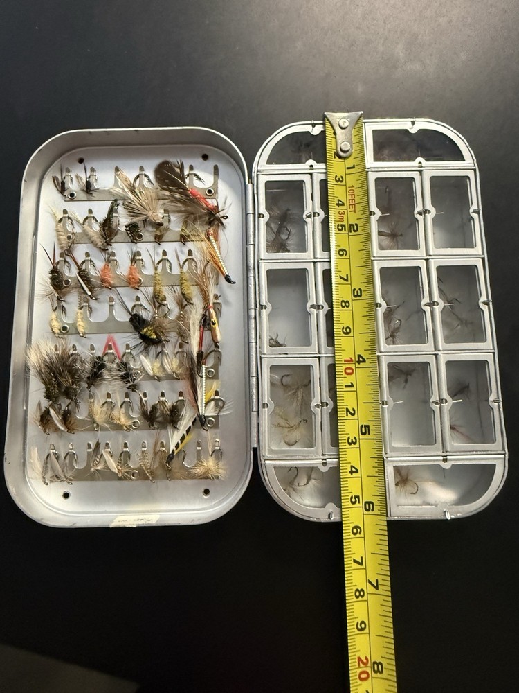Richard Wheatley aluminum fly box,with Flies