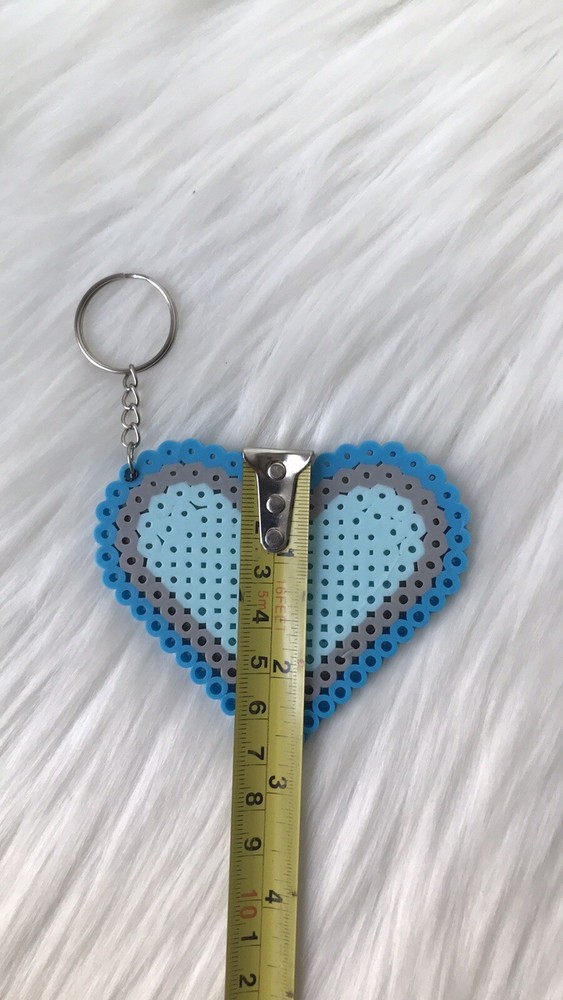 heart blue keychain handmade perle beads
