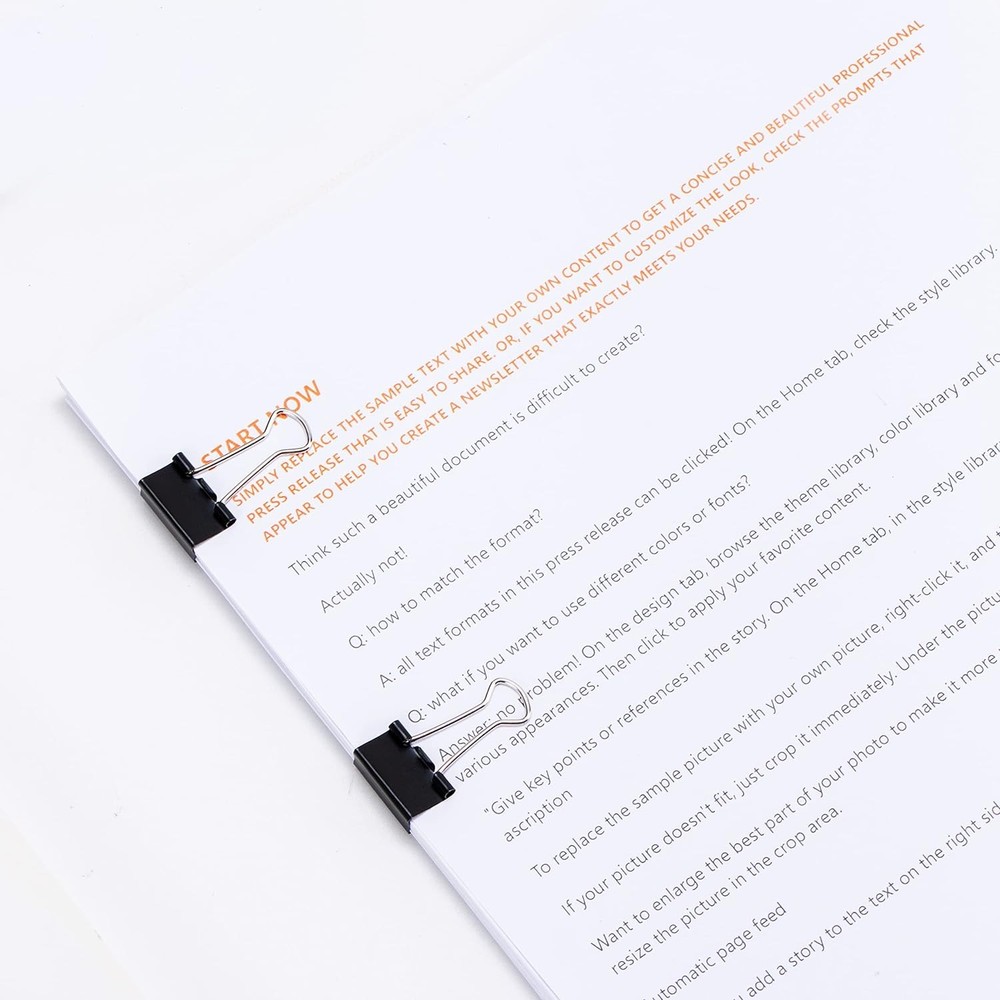 Amazon Basics Sturdy Binder Clips for Office Use, 96 Count (8 Medium, Black