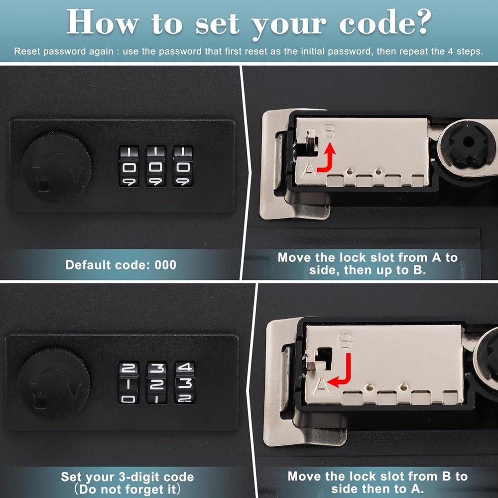 20 Key Storage Lock Box with Code, Key Cabinet Organizer Wall Mount with Combina