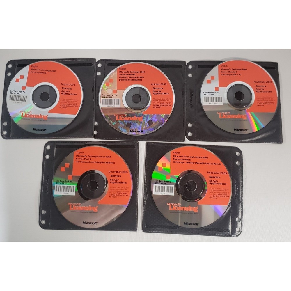 Microsoft Exchange 2003 Server Standard 5 Replacement Discs
