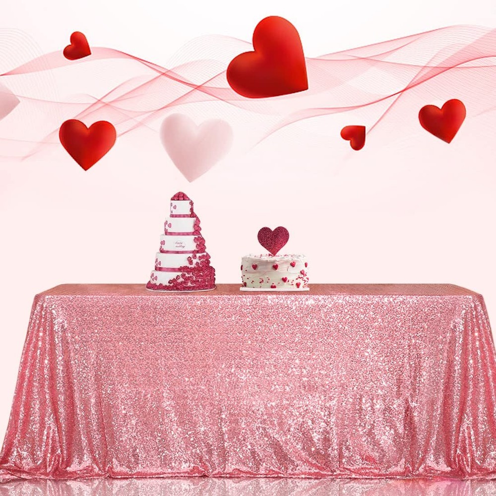 Sequin Tablecloth Rectangular 60"x102" Fuchsia Pink