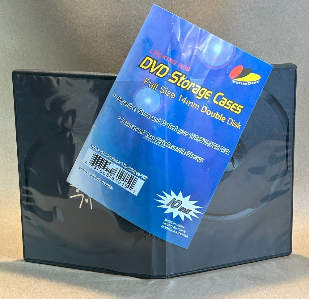 DVD Library Case 10 Pack Single Disk Value Disk 14mm Black New CD
