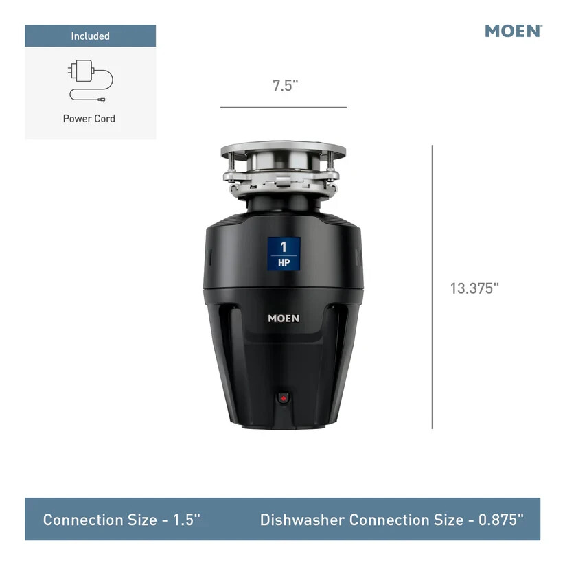 Moen The Chef EX Series 1 Horsepower Garbage Disposal (EX100C)
