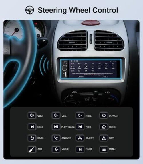6.36 Inch Single Din Touchscreen Car Stereo Carplay Android Auto