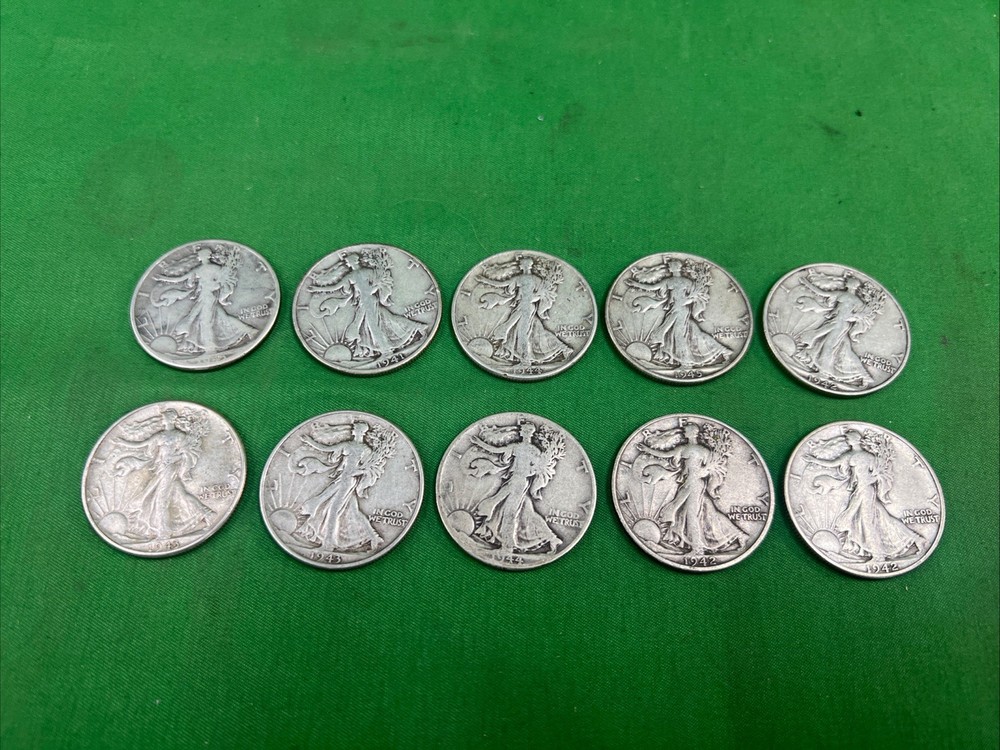 Walking Liberty Half Dollar Coins (x10)