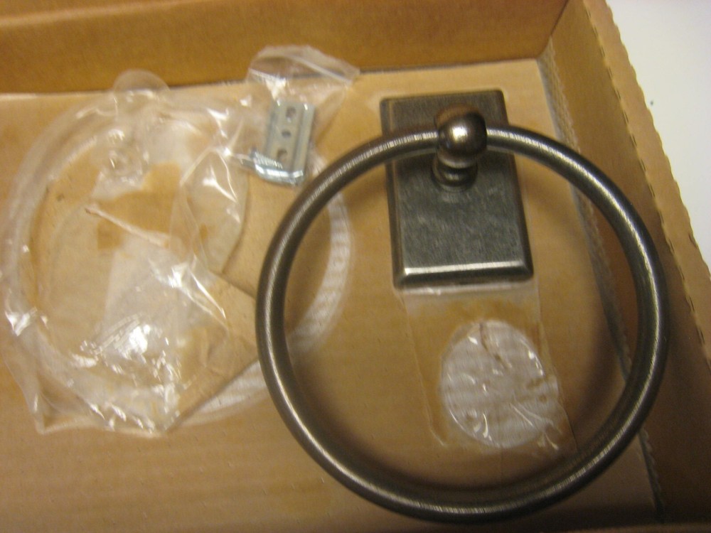Modern Towel Ring, Weathered Iron Rectangle Rosette Brand UNKNOWN