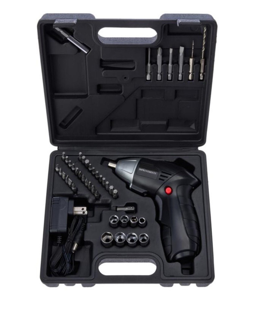 Improvements Cordless Drill with 44-piece Accessory Set & Storage Case -black