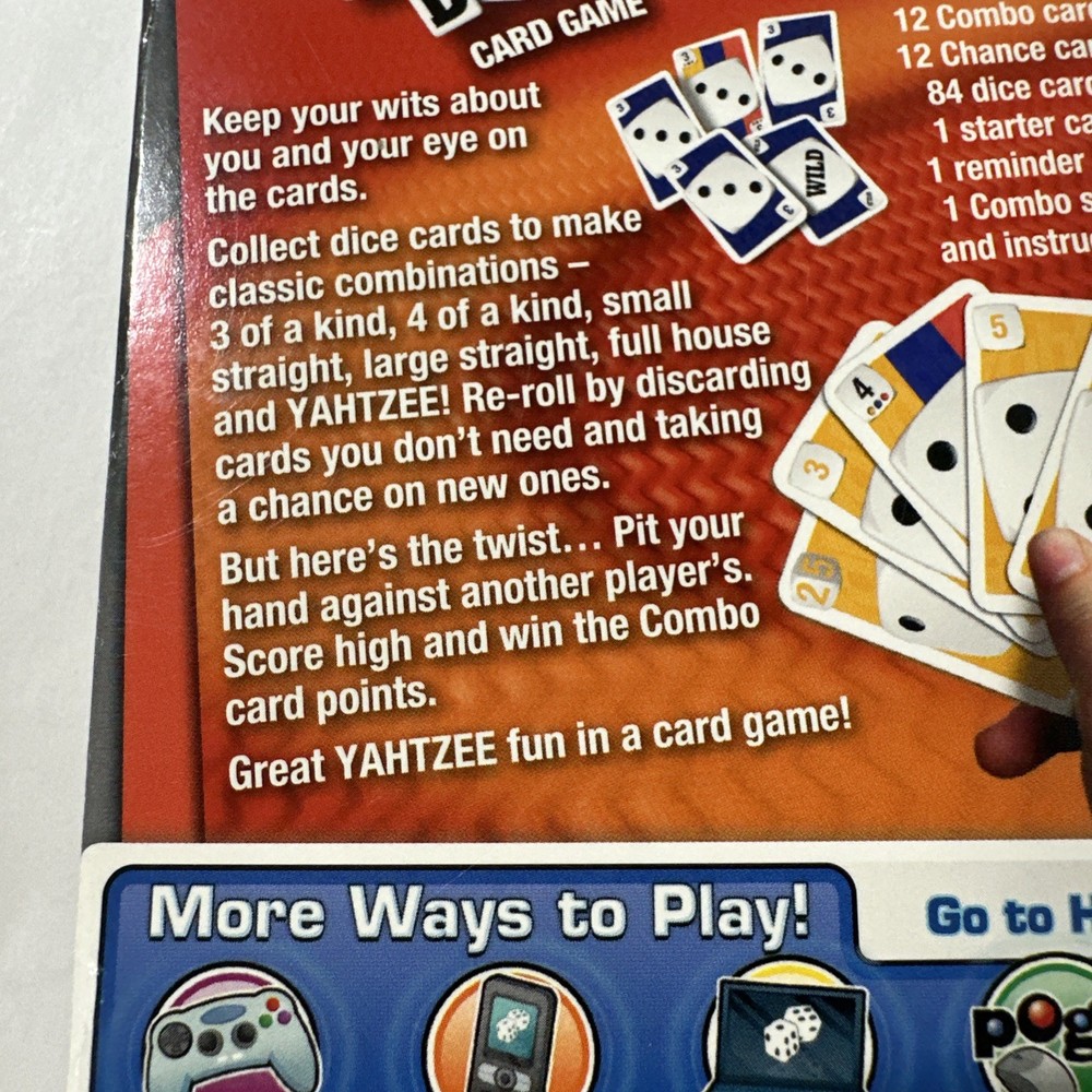 New Yahtzee Hands Down Card Game