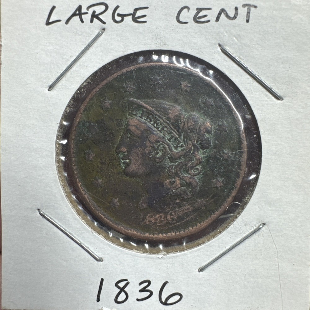 1836 Large Cent Coronet Head 1c Head US Copper Type Coin