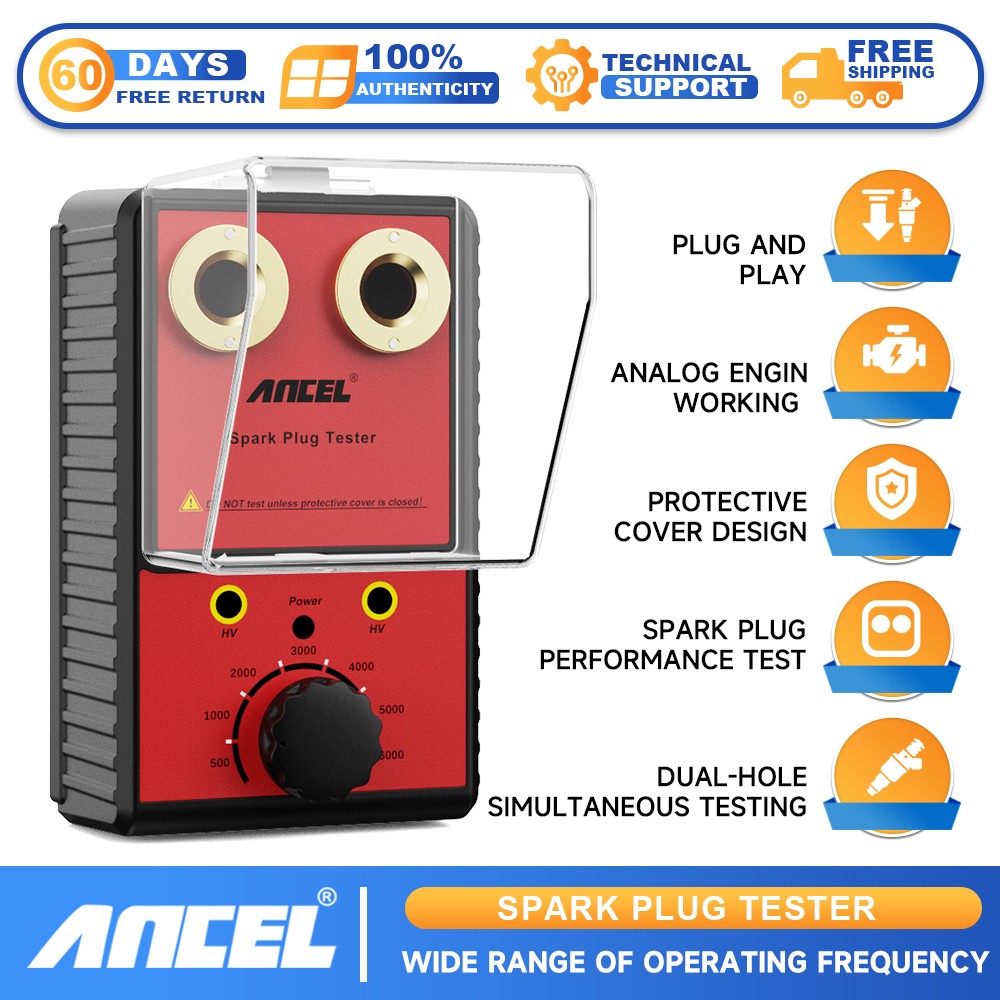 Ancel 110V 220V Spark Plug Tester Ignition System Diagnosis 6000 Frequency Tool