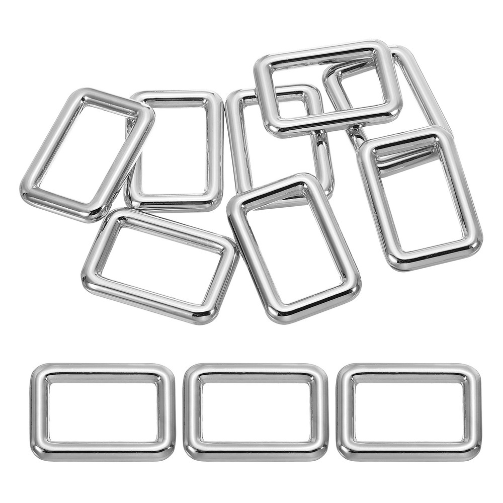 8Pcs 1" 25mm Flat Metal Rectangle Rings Buckle Square Loop Silver