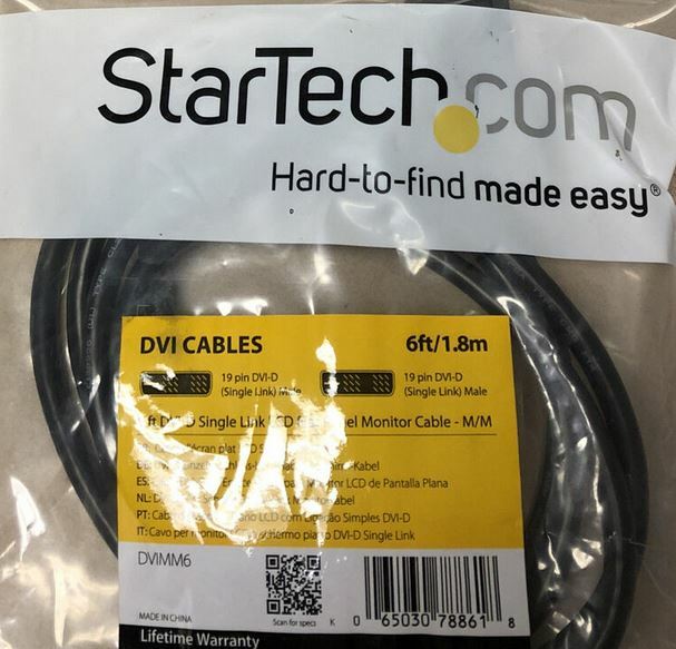 ( New ) StarTech 6ft DVI Digital Flat Panel Display Cable Model DVIMM6