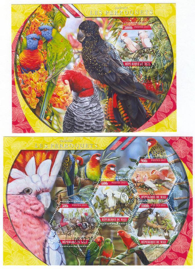 Lollini B55 Mali 2021 Birds Parrots 2 Sheets