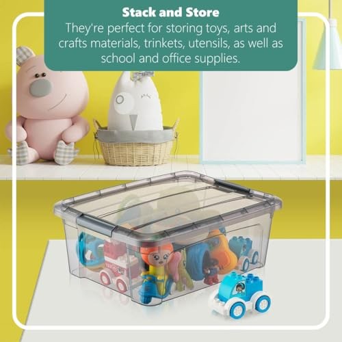 12.5 Quart Storage Bins with Lids, Plastic Storage Containers with Latching