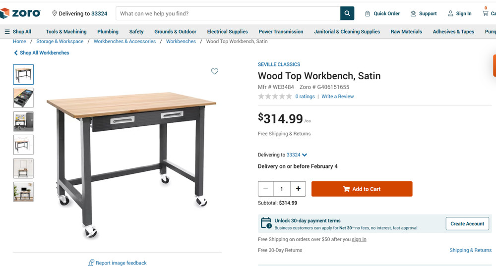 seville classic workbench WEB484 , stell frame, solid wood top