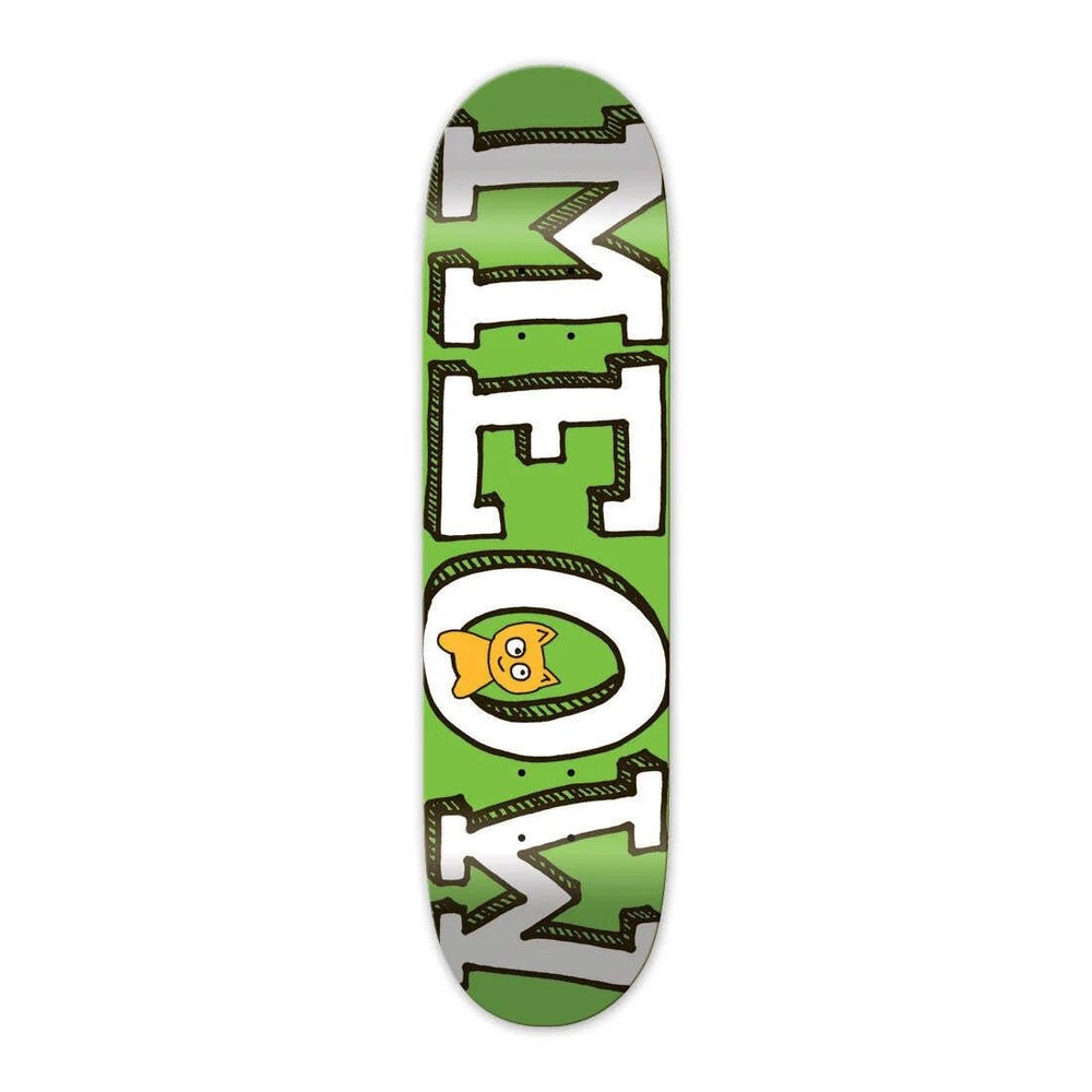 Meow Skateboard Deck Logo Green 8.25