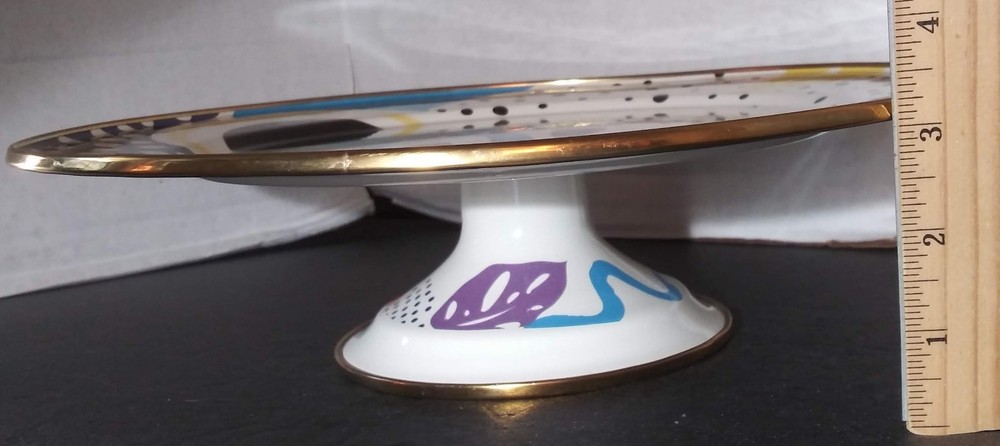 Flashback Footed Cake Serving Plate Enamelware Retro Funky Made In Turkey