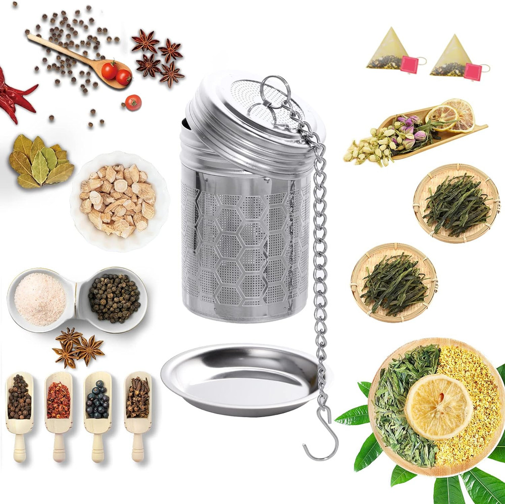 2 Pack Tea Infuser for Loose Tea, Extra Fine Mesh Tea Strainers with Drip Trays,