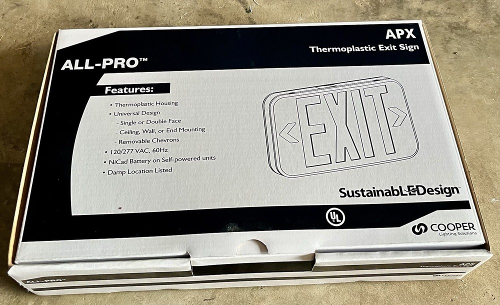 New In Box. Thermoplastic Exit Sign.