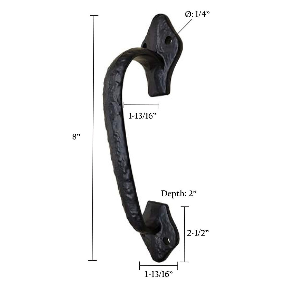 8" Decorative Cast Iron Gate Door Handle Black Finish for Doors Cabinets Boxes