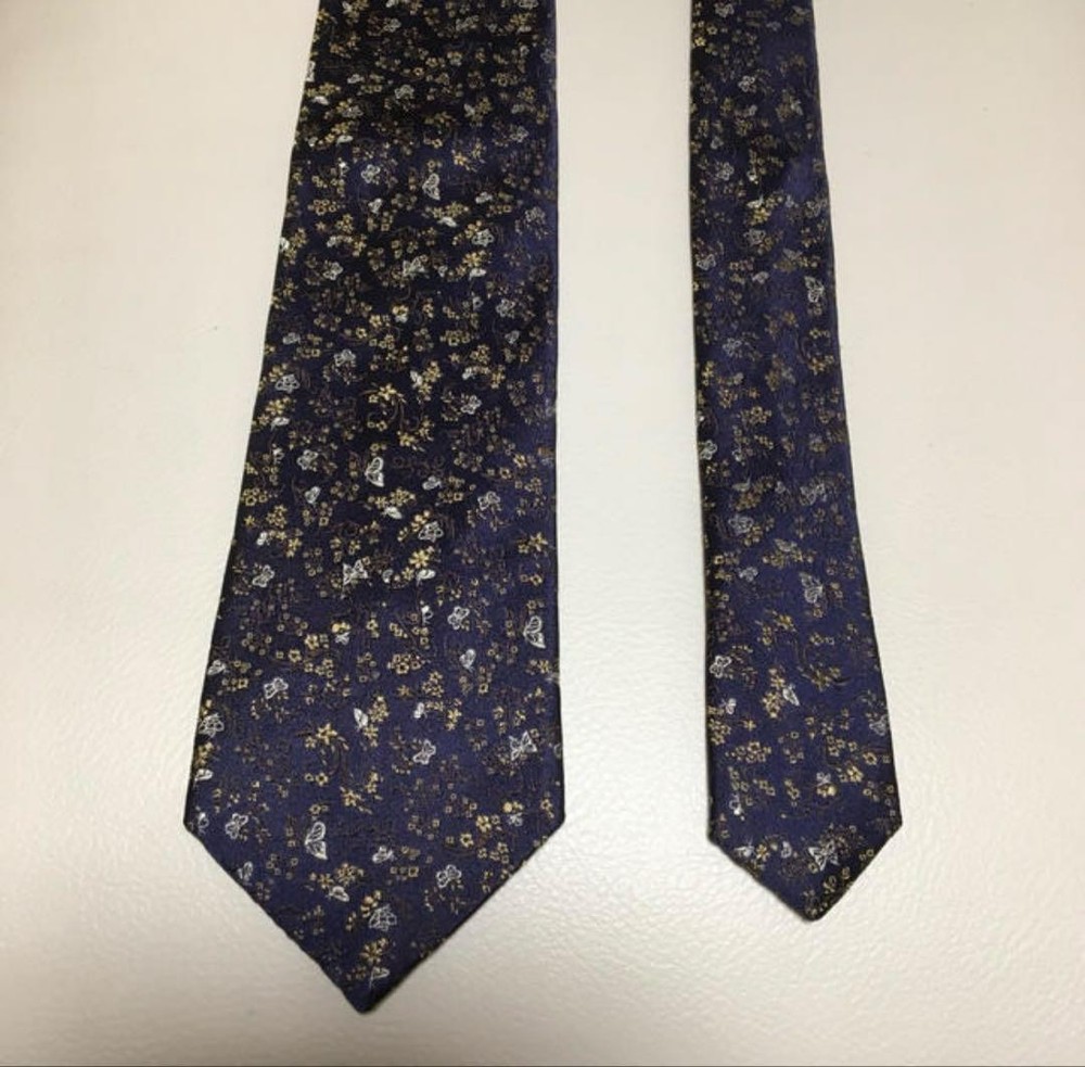 paul smith tie floral pattern navy yellow
