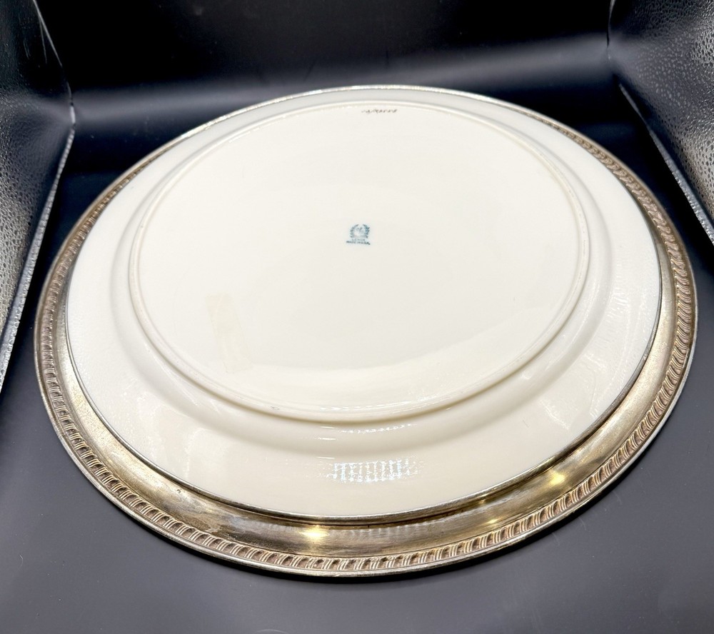 Lenox Sterling Silver Gorham Large Serving Dish 14 Inch Platter Ceramic